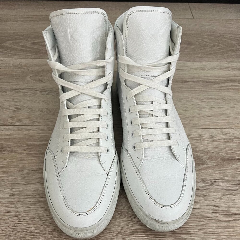 Men's Koio Primo High Top Sneakers in Triple White with Margom Soles Size 46